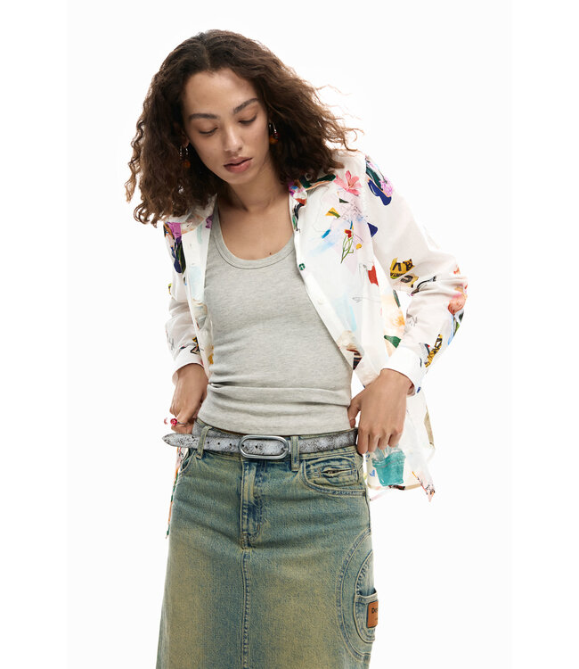 Desigual Floral Collage Shirt - White