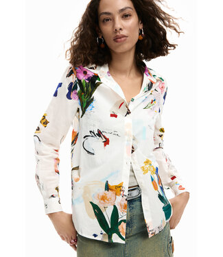 Desigual Floral Collage Shirt - White