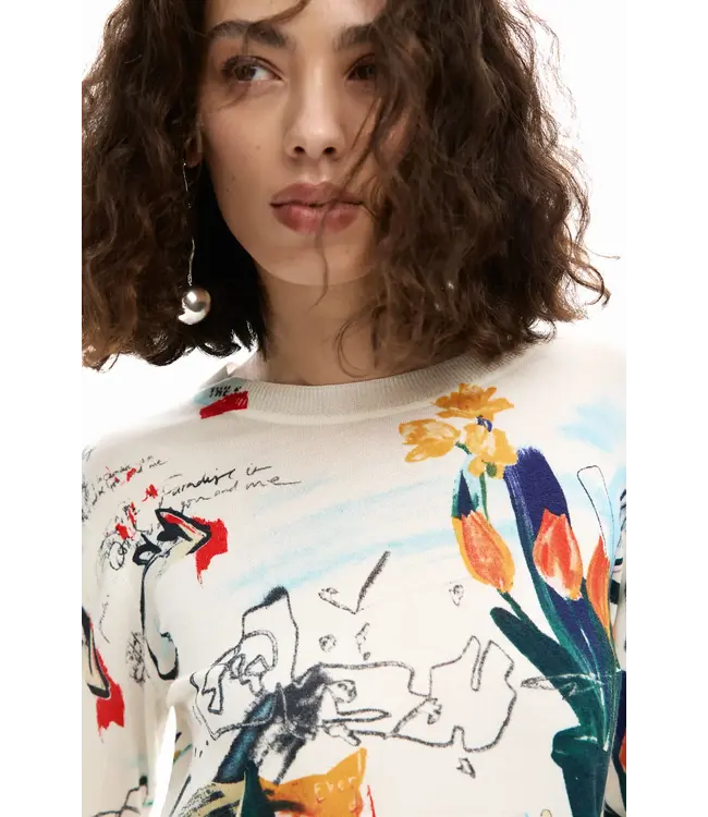 Desigual Floral Collage Sweater - White