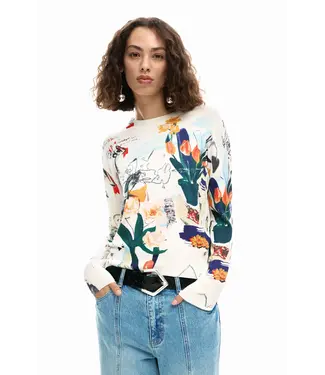 Desigual Floral Collage Sweater - White