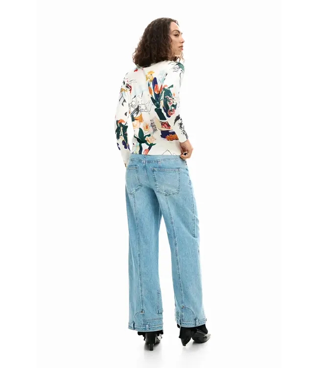 Desigual Floral Collage Sweater - White
