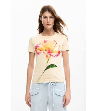 Desigual Hibiscus T-Shirt - Beige