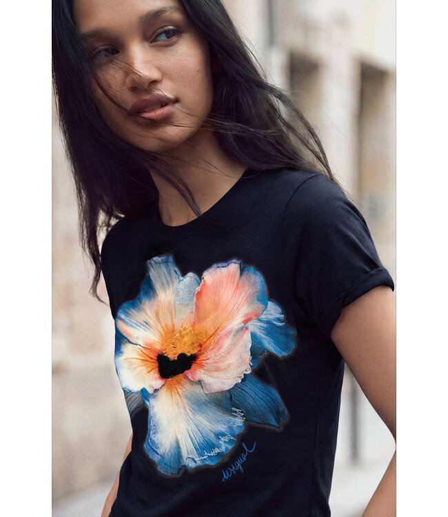 Desigual Flower T-Shirt - Navy