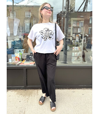 Apricot Foil Flower Oversized Tee - White