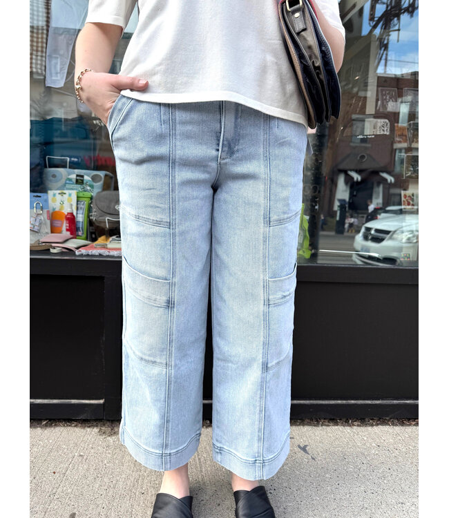 Wit & Wisdom Utility Wide Crop Jeans - Light Wash