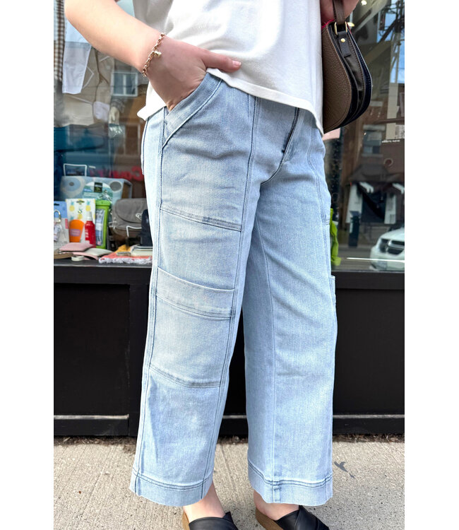 Wit & Wisdom Utility Wide Crop Jeans - Light Wash
