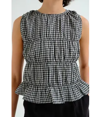 Compania Fantastica Gingham Cinched Checkered Tank Top - Checker