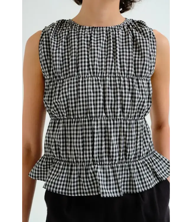 Compania Fantastica Gingham Cinched Checkered Tank Top - Checker