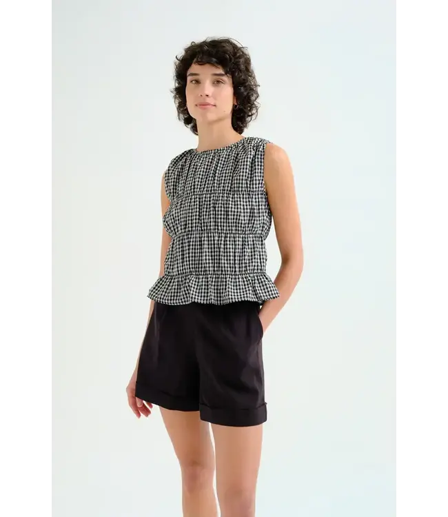 Compania Fantastica Gingham Cinched Checkered Tank Top - Checker