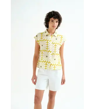 Compania Fantastica Olive Flower Top - Mustard Yellow