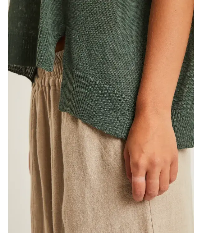 naif Kimmy Linen Sweater - Forest Green