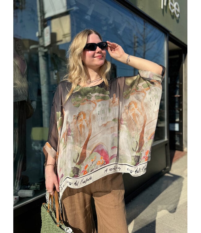 Silk Boat Neck Flow Top - Black