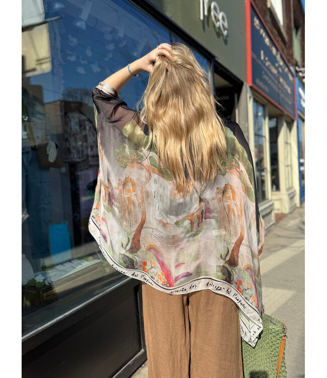 Silk Boat Neck Flow Top - Black