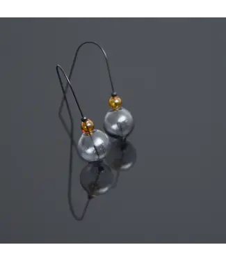 Pursuits Small Scoop Earrings - Grey / Amber