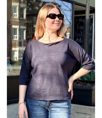 naif Seina Linen Sweater - Navy