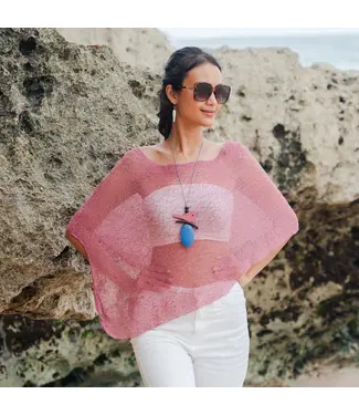 Sheer Mesh Poncho - Dusty Pink