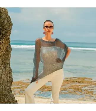 Sheer Mesh Poncho - Grey