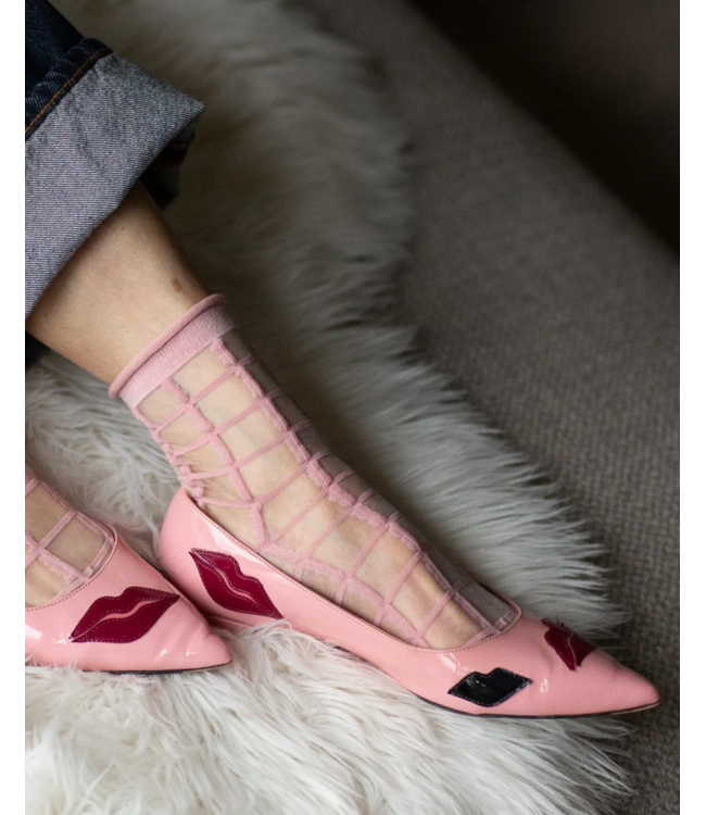 XS Unified Sheer French Window Socks - Petal