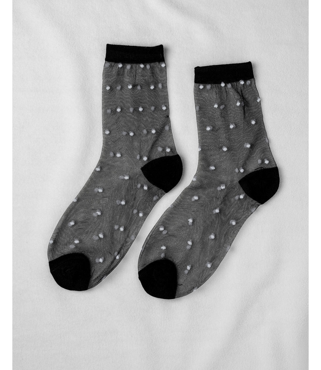 XS Unified Sheer Dot Socks - Black w/White Dots