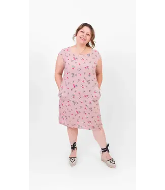 Cap Sleeve Linen Dress - Tulip Pink