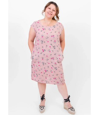 Cap Sleeve Linen Dress - Tulip Pink