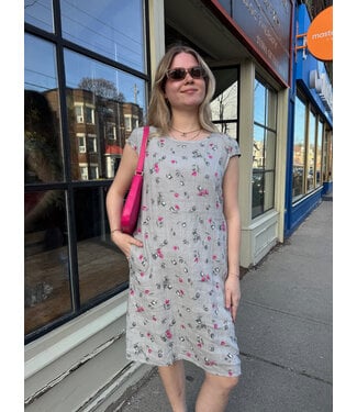 Cap Sleeve Linen Dress - Tulip Grey