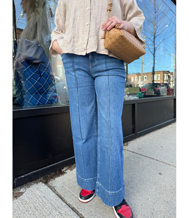 Cup of Joe Denim Layla Mid Waist Straight Leg - Medium Blue