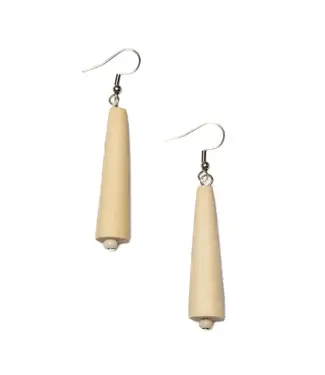 Wooden Cone Earrings - Cream