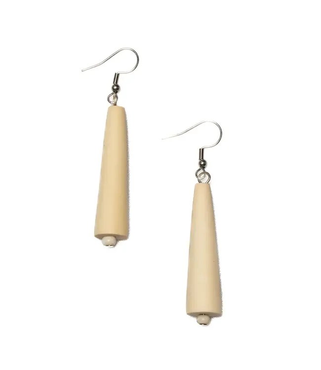 Wooden Cone Earrings - Cream