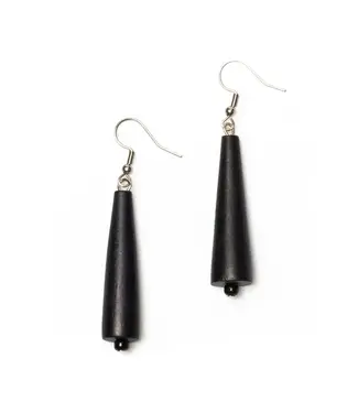 Wooden Cone Earrings - Navy