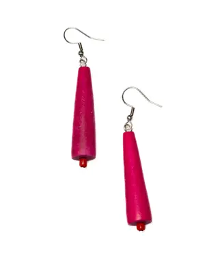 Wooden Cone Earrings - Pink