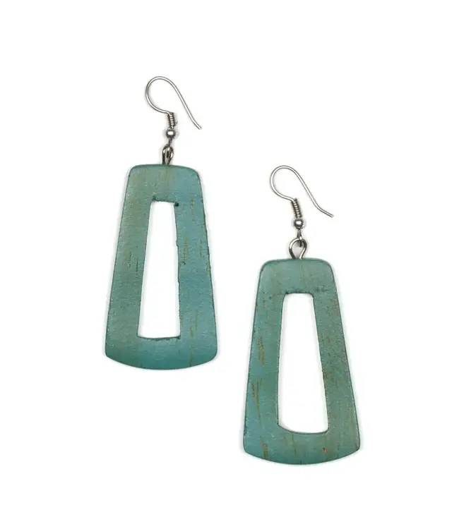 Rectangular Wooden Hoops - Turquoise