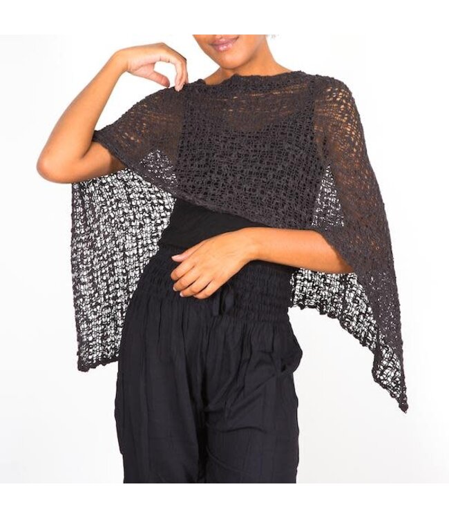 Short Popcorn Knit Top - Black