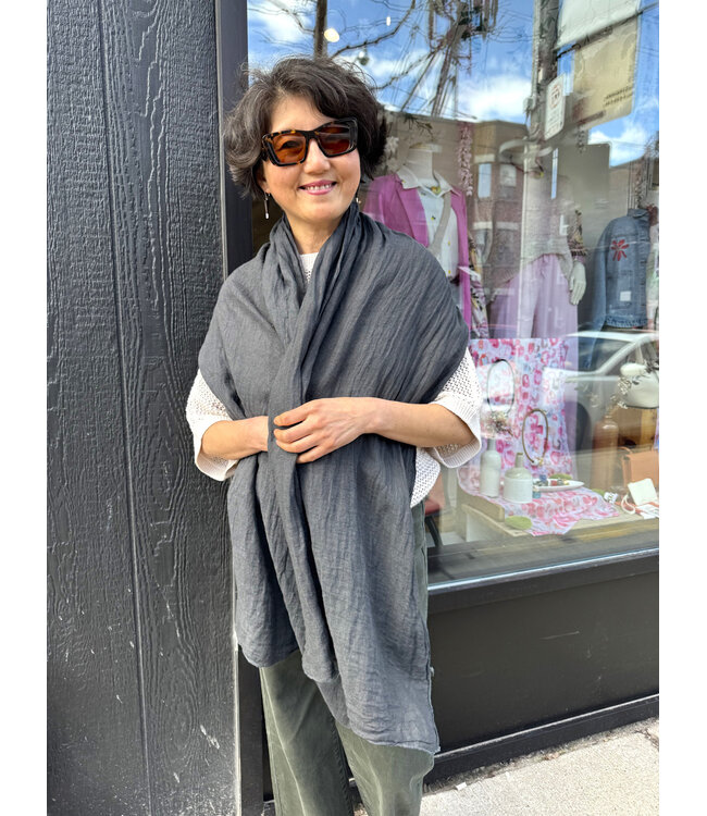 Linen Scarf - Charcoal