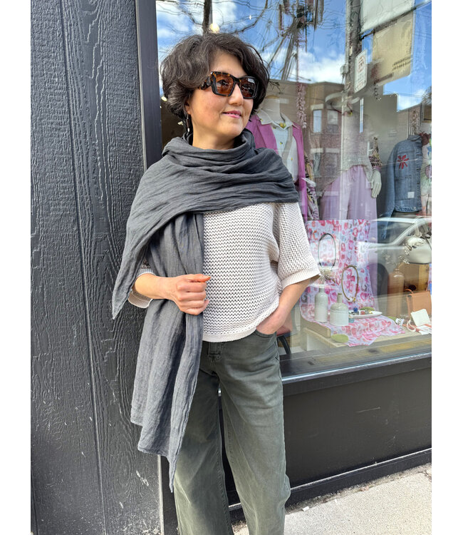 Linen Scarf - Charcoal
