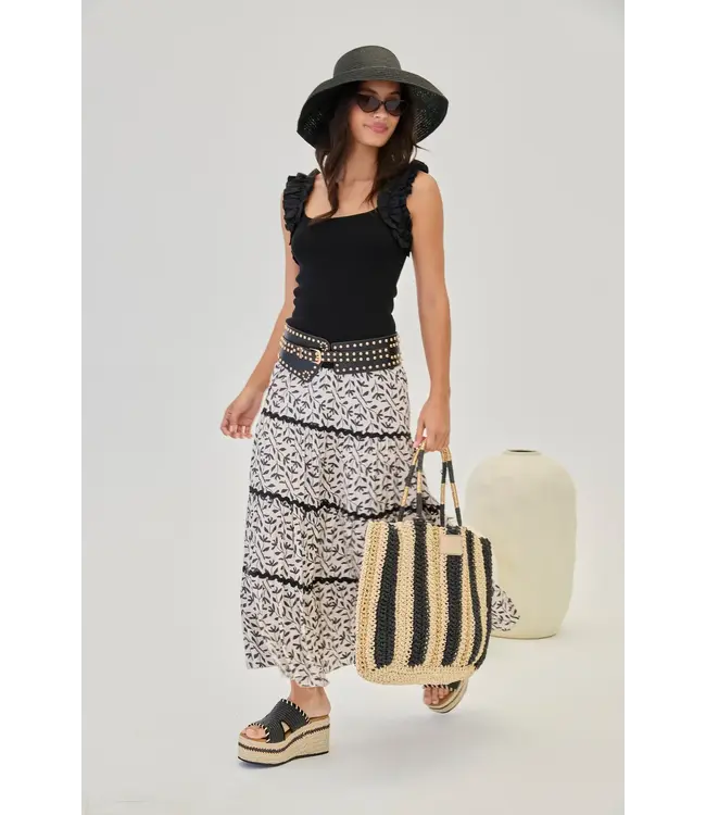 NKN Ribbed Ruffle Sleeve Tank Top - Black
