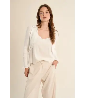 Molly Bracken Cropped Open Knit Cardigan - Ecru