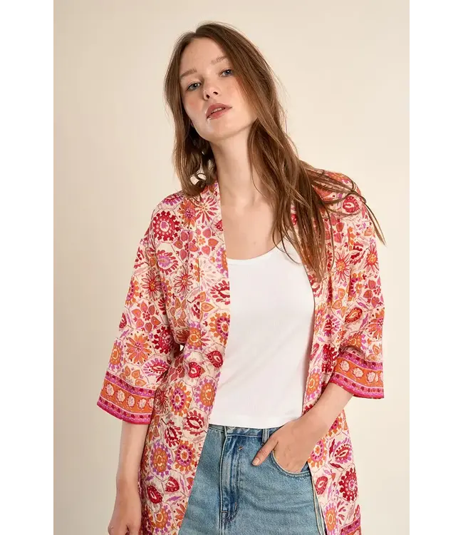 Molly Bracken Melissa Woven Kimono - Orange