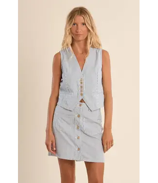 Molly Bracken Pinstripe Vest  - Light Blue