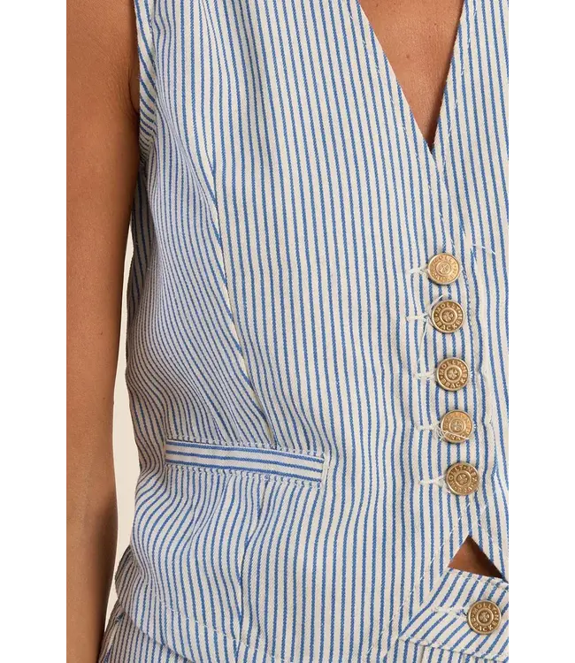 Molly Bracken Pinstripe Vest  - Light Blue