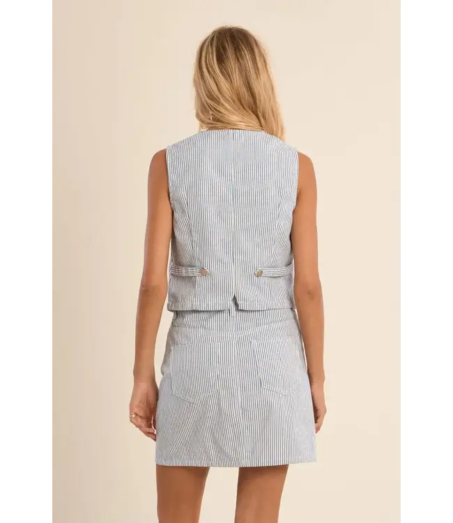 Molly Bracken Pinstripe Vest  - Light Blue