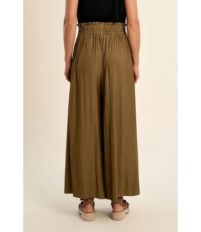 Molly Bracken Wide Leg Elastic Waist Pant - Khaki