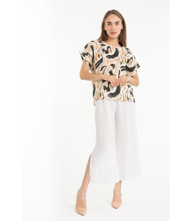 Hi-Lo Linen Top - Beige
