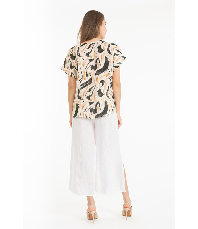 Hi-Lo Linen Top - Beige