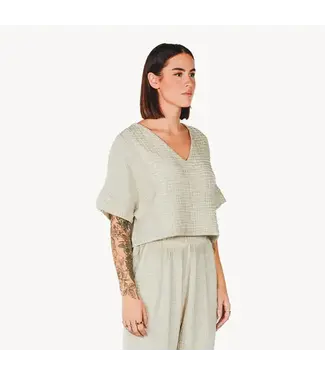 Pokoloko Crinkle V-Neck Crop Top  - O/S  Grey