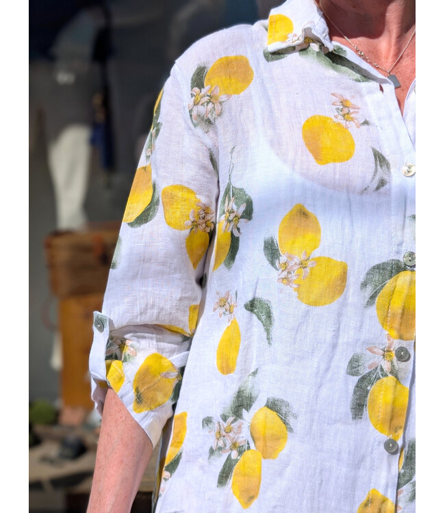 Angela Mara Button Down Shirt Dress - Lemon
