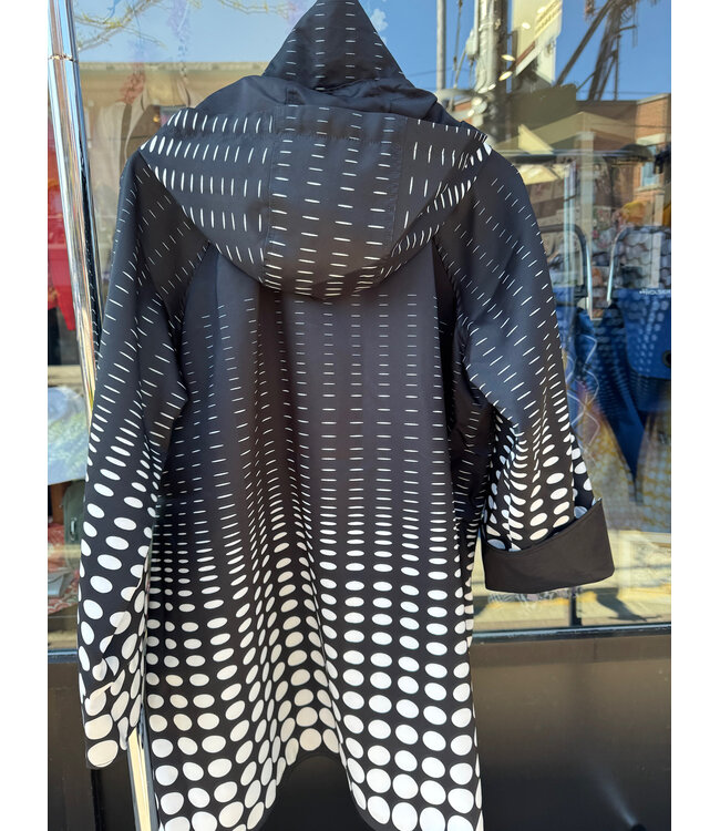 Sportables Turn Cuff Dot Reversible Rain Coat - Black