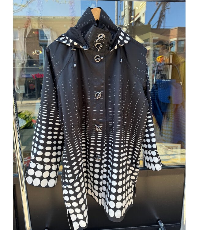 Sportables Turn Cuff Dot Reversible Rain Coat - Black