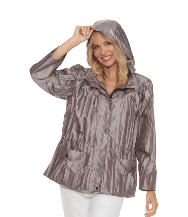 Sportables Textured Hooded Jacket - Taupe