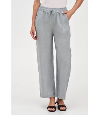 Drawstring Wide Leg Linen Pant - Fog